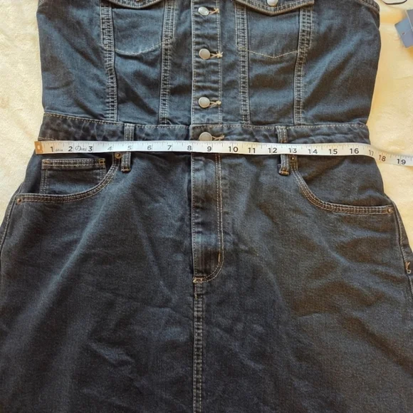 Denim Halter Midi Dress - Dark Wash - Women's Size 12 - New Streetwear Western - Picture 11 of 16